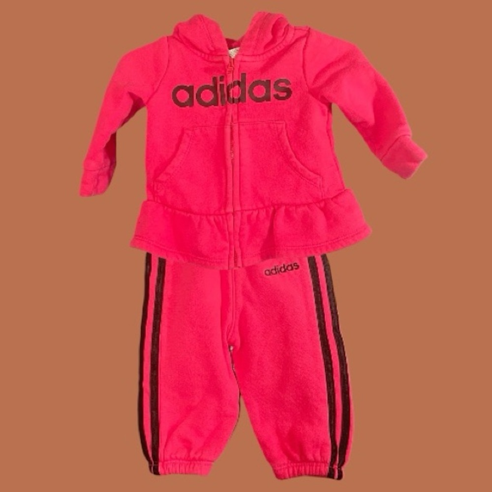Adidas Infant Girls Pink 2-Piece Tracksuit Size 3 Months